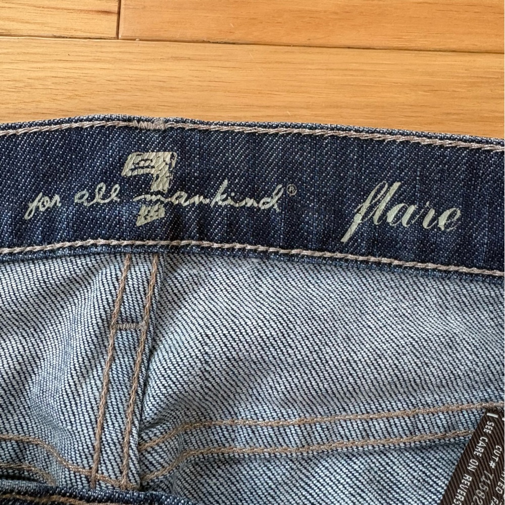 7 For All Mankind Flare Jeans Womens Sz 28 Reg VTG Dark Wash Low Rise Denim Y2K - Picture 8 of 10
